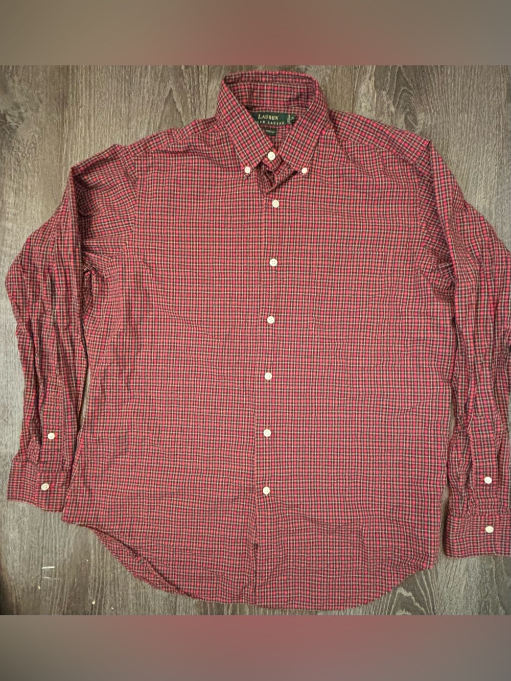 Lauren Ralph Lauren Red Plaid Button-Down Shirt 16 34/35
